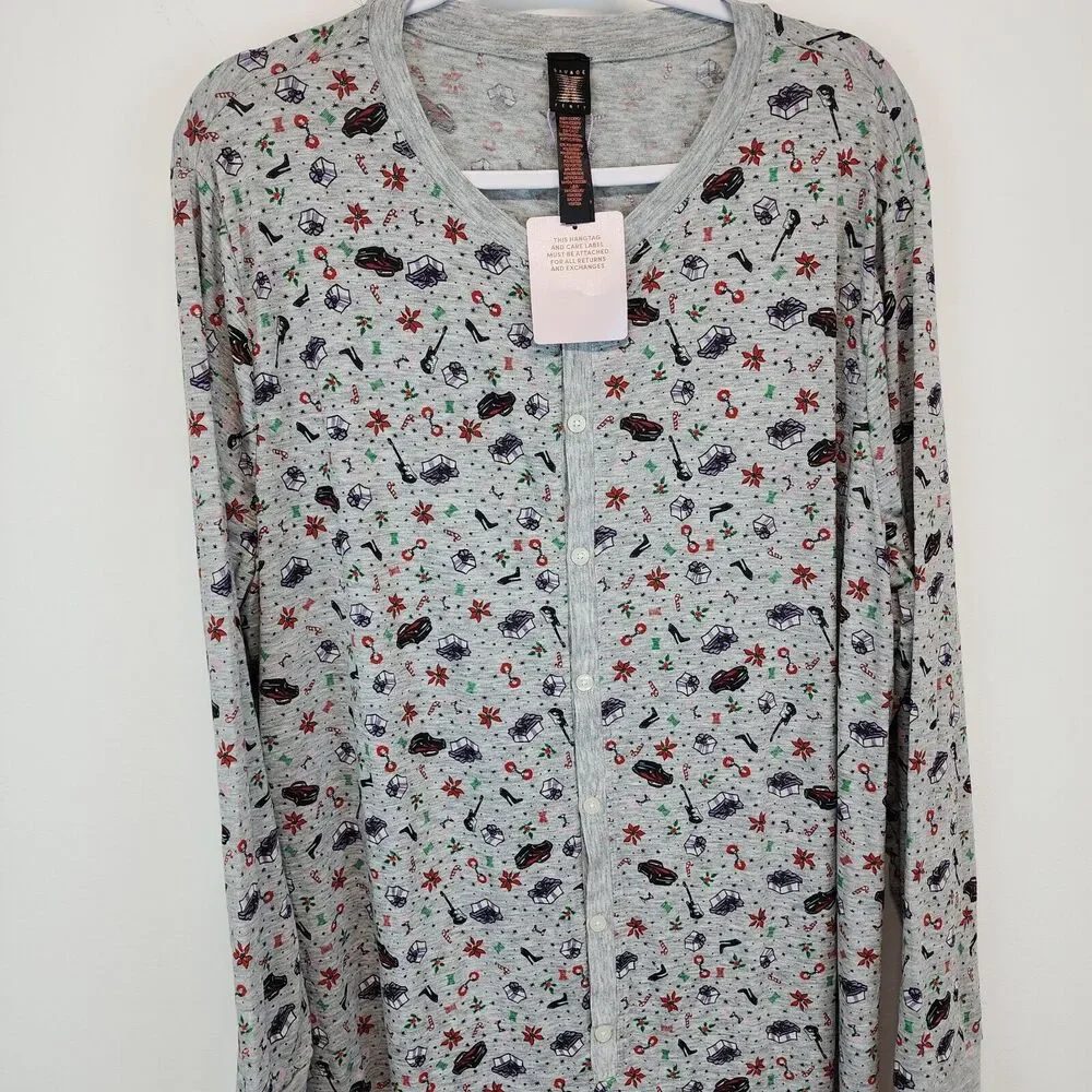 Savage X Fenty Mens Holiday Jumper Pajamas Size M Long Johns Open Back One Piece